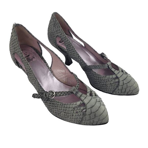 Ursula Mascaro Vintage Alligator Textured Suede Heels Women's 37‎ - Picture 1 of 12